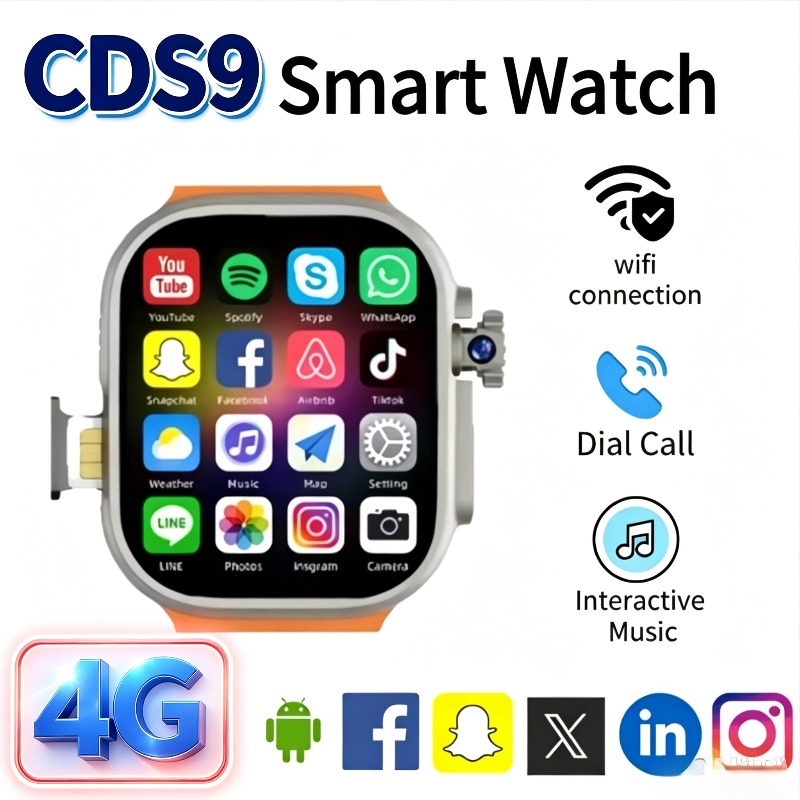 Smartwatch Watches For Women With Gps - 4G CDS9 Androidスマートウォッチ – 回転式カメラ、SIMカードスロット、AMOLEDディスプレイ、GPS、Wi-Fi搭載、グローバル版、男女兼用
