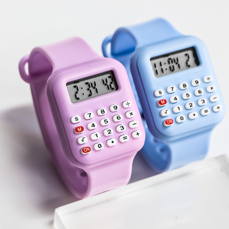 Timex Watches Smartwatch - クリエイティブキッズ生徒用電卓スマートウォッチキーホルダーLEDデジタルラバーストラップウォッチ電子時計時間と日付表示時計