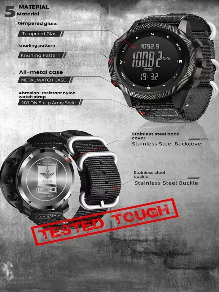 NORTH EDGE Apache46 メンズ アウトドアス - Altimeter Compass Watch のレビューと価格
