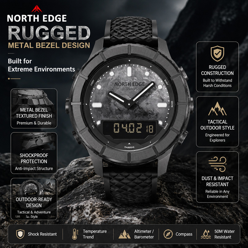 NORTH EDGE 2026 THARSIS メンズ カー - Altimeter Compass Watch のレビューと価格