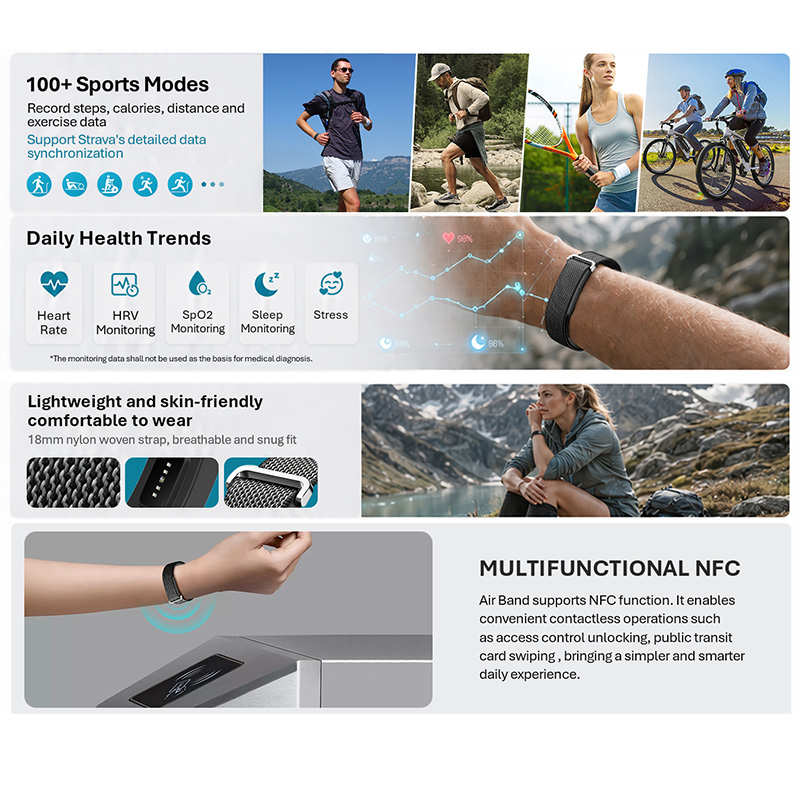 VALDUSエアバンドスマートブレスレット 男女兼用 心拍数 - Smartwatch Watches Price のレビューと価格