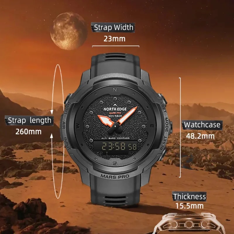 NORTH EDGE メンズ アウトドアスポーツウォッチ、カ - Altimeter Compass Watch のレビューと価格